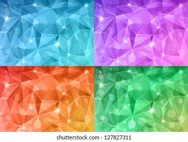 Set of abstract crystal backgrounds.