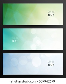 Set Of Abstract Crystal Geometric Banners With Shine And Light