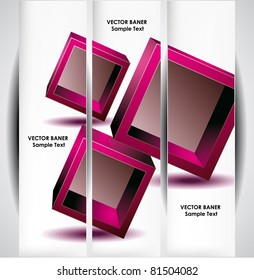 Set of the  abstract cube banners.
