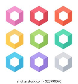 Set of abstract cube vector template. Corner geometric shape and symmetric symbol, square icon, box logo or box shape. Geometric design.