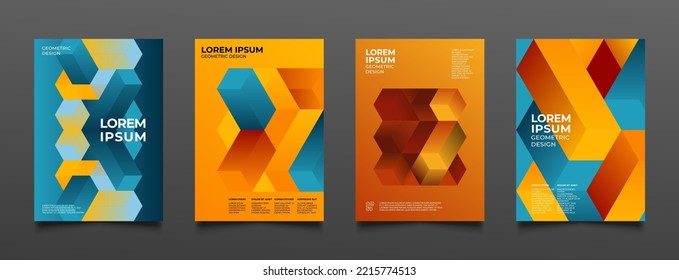 conjunto de cubos abstractos formas geométricas coloridas de fondo vectorial plantilla de diseño para la aplicación de pancarta de carteles folleto