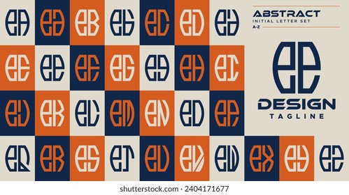 Set of abstract curve shape lowercase letter E EE logo design