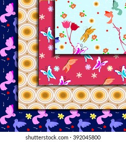 set abstract cute floral patterns