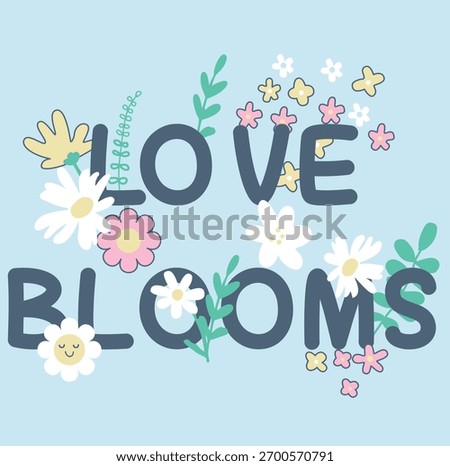 Set of abstract Daisy flowers. Love Bloom , cartoon retro spring flowers. Geometric flower set. Abstract minimal daisy elements.light blue background, elements, natural bloom petals. Floral design. 