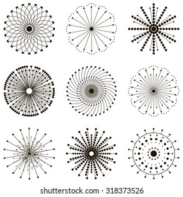 Set of abstract dandelions