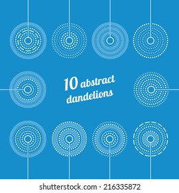 Set of Abstract Dandelions. Decorative Elements for design, dandelions