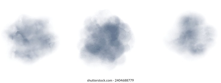 Set of abstract dark blue watercolor water splash on a white background. Vector watercolour texture in salad color. Ink paint brush stain. Green splatters spot. Watercolor pastel splash