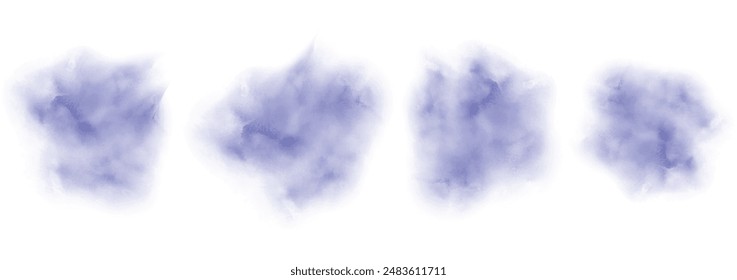 Set of abstract dark blue watercolor water splash on a white background. Vector watercolour texture in salad color. Ink paint brush stain. Dark blue splatters spot. Watercolor pastel splash