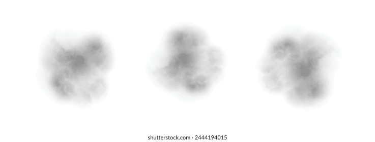 Set of abstract dark gray watercolor water splash on a white background. Vector watercolour texture in salad color. Ink paint brush stain. Dark gray splatters spot. Watercolor pastel splash