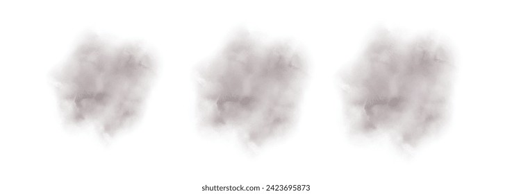 Set of abstract dark grayish red watercolor water splash on a white background. Vector watercolour texture in salad color. Ink paint brush stain. Grayish red splatters spot. Watercolor pastel splash