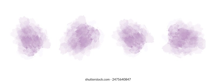 Set of abstract dark magenta watercolor water splash on a white background. Vector watercolour texture in salad color. Ink paint brush stain. Dark magenta splatters spot. Watercolor pastel splash