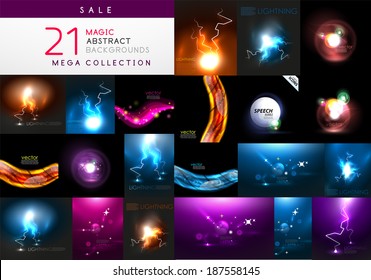 Set of abstract dark magic backgrounds