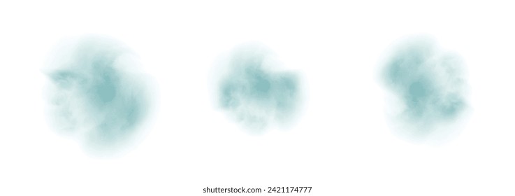 Set of abstract dark moderate cyan watercolor water splash on a white background. Vector watercolour texture in salad color. Ink paint brush stain. dark moderate cyan splatters spot. Watercolor pastel