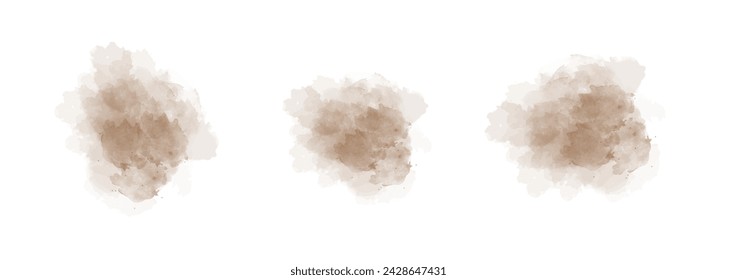 Set of abstract dark orange watercolor water splash on a white background. Vector watercolour texture in salad color. Ink paint brush stain. Dark orange splatters spot. Watercolor pastel splash