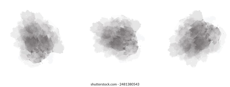 Set of abstract dark pink watercolor water splash on a white background. Vector watercolour texture in salad color. Ink paint brush stain. Dark pink splatters spot. Watercolor pastel splash