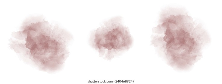 Set of abstract dark red watercolor water splash on a white background. Vector watercolour texture in salad color. Ink paint brush stain. Green splatters spot. Watercolor pastel splash
