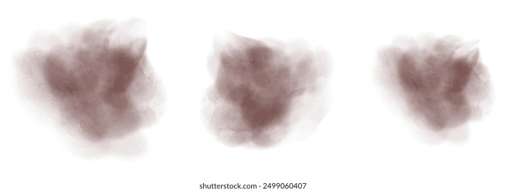 Set of abstract dark red watercolor water splash on a white background. Vector watercolour texture in salad color. Ink paint brush stain. Dark red splatters spot. Watercolor pastel splash