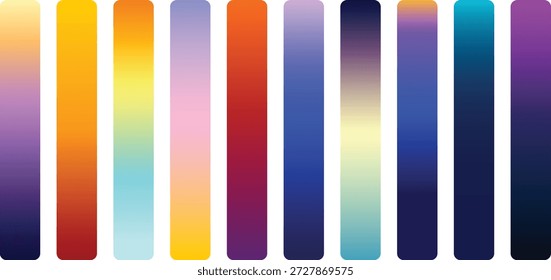 Set of abstract dawn dusk midday and midnight gradient backgrounds with smooth color transitions for modern design and digital projects