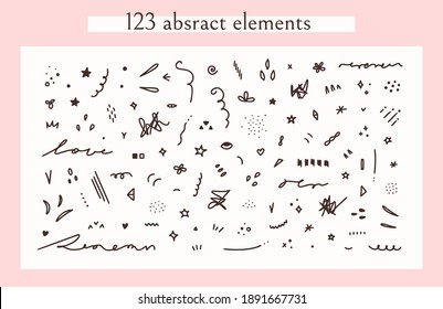 A set of abstract decorative elements for the design of cards, covers, posters, brochures. Doodles, dots, curls. Vector illustration, eps10