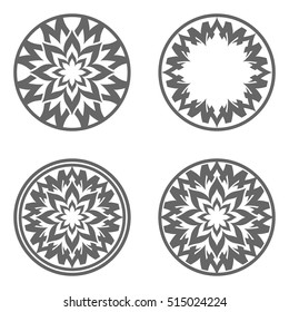 Set of abstract decorative elements, flowers and stars