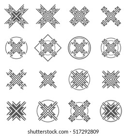 Set of abstract decorative elements, pattern, cross