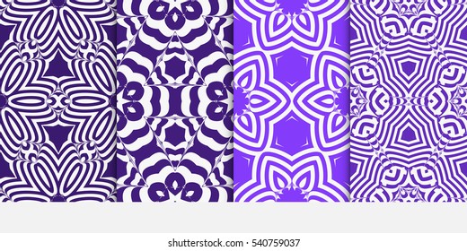 set of abstract decorative floral geometric ornament. seamless vector illustration. template for wallpaper, invitation, card