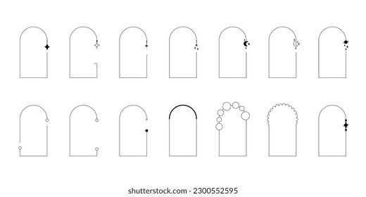 Set of abstract decorative frames in a minimalist style. Simple decorations to use in projects.