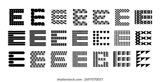 Conjunto de diseño de logotipo de letra E decorativa abstracta