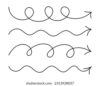 Set of abstract decorative line arrows, vector design elements, dividers for tattoos and other graphic decorations.