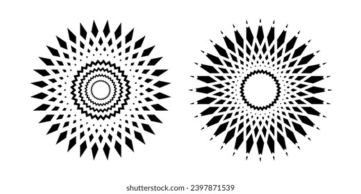 Conjunto de patrones de círculo radial decorativos abstractos. Arte vector.