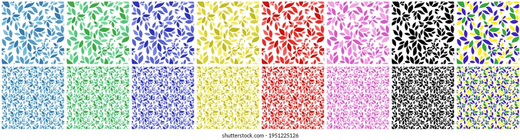 Set abstract decorative seamless pattern with petals.
