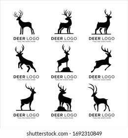 Set of Abstract deer silhouette logo icons, with a white background for your company, the deer logo inspires logo design ideas