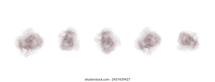 Set of abstract desaturated red watercolor water splash on a white background. Vector watercolour texture in salad color. Ink paint brush stain. Red splatters spot. Watercolor pastel splash