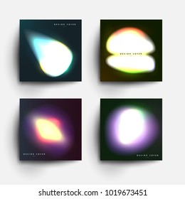 Set of abstract design background in modern gradient colorful style. Trendy templates for cover posters, banners, flyers, placards, pictures. Mockup branding, advertisement. Vector illustration.