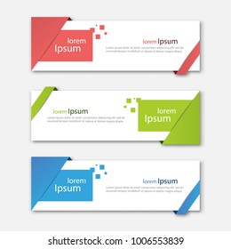 Set of abstract design banner template. Three different colors. Vector illustration.