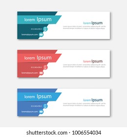 Set of abstract design banner template. Three different colors. Vector illustration.