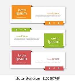 Set of abstract design banner template. Three different colors. Vector illustration.