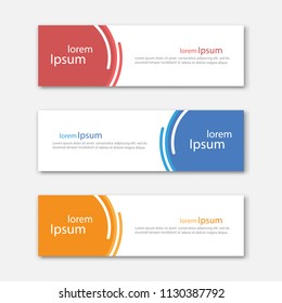 Set of abstract design banner template. Three different colors. Vector illustration.