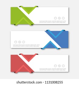 Set of abstract design banner template. Three different colors. Vector illustration.