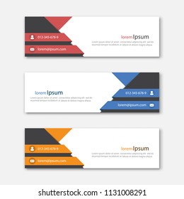 Set of abstract design banner template. Three different colors. Vector illustration.