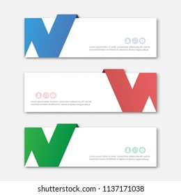 Set of abstract design banner template. Three different colors. Vector illustration.