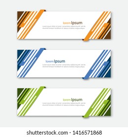 Set of abstract design banner template. Three different colors. Vector illustration.