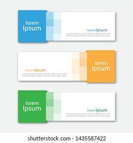 Set of abstract design banner template. Three different colors. Vector illustration.