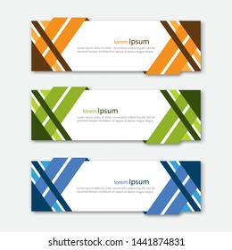 Set of abstract design banner template. Three different colors. Vector illustration.