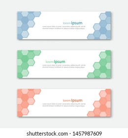 Set of abstract design banner template. Three different colors. Vector illustration.