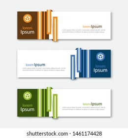 Set of abstract design banner template. Three different colors. Vector illustration.
