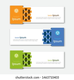 Set of abstract design banner template. Three different colors. Vector illustration.