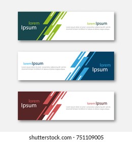 Set of abstract design banner template. Three different colors. Vector illustration.