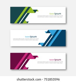 Set of abstract design banner template. Three different colors. Vector illustration.