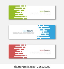 Set of abstract design banner template. Three different colors. Vector illustration.